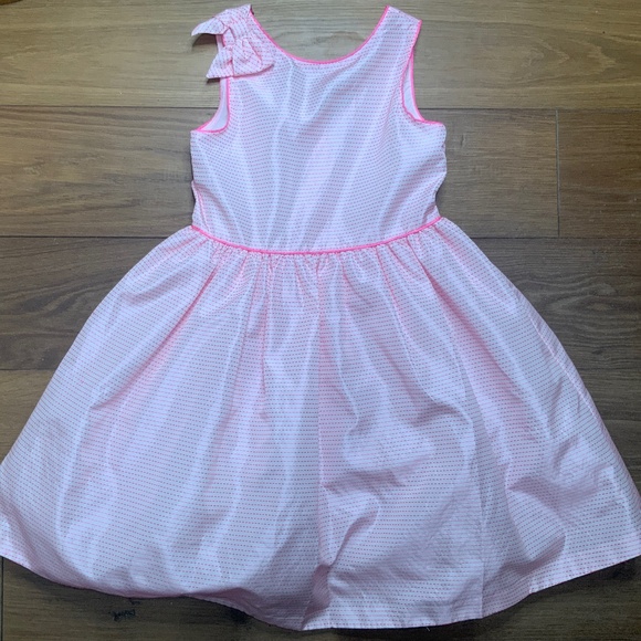 Janie and Jack Pink and White Party Dress w/ Bow - Picture 1 of 11